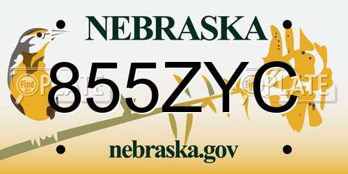 855ZYC Nebraska License Plate