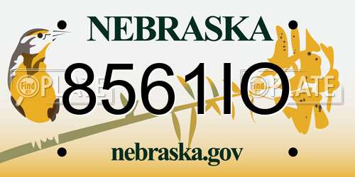 8561IO Nebraska License Plate