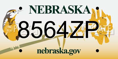 8564ZP Nebraska License Plate