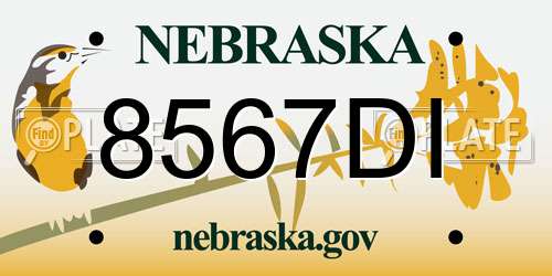 8567DI Nebraska License Plate