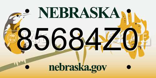 85684Z0 Nebraska License Plate