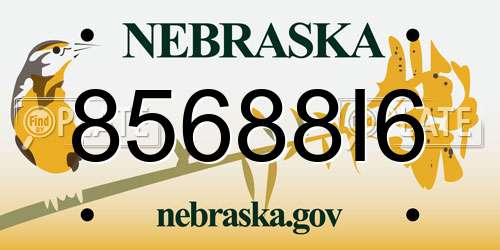 85688I6 Nebraska License Plate