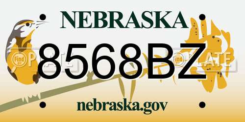 8568BZ Nebraska License Plate