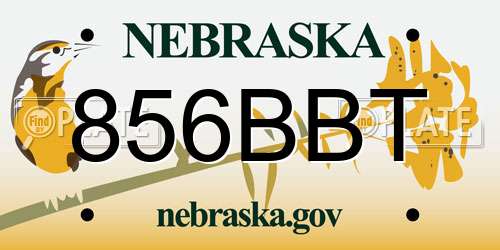 856BBT Nebraska License Plate