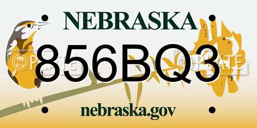 856BQ3 Nebraska License Plate