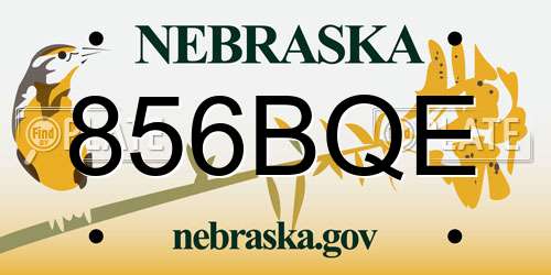 856BQE Nebraska License Plate