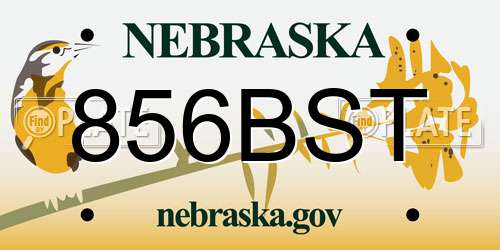 856BST Nebraska License Plate