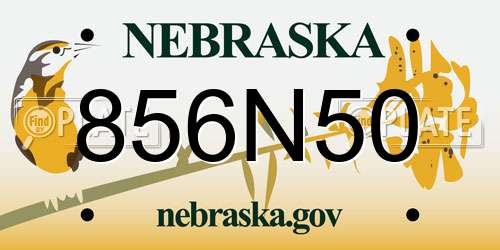 856N50 Nebraska License Plate