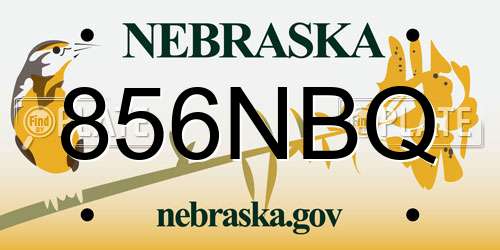 856NBQ Nebraska License Plate