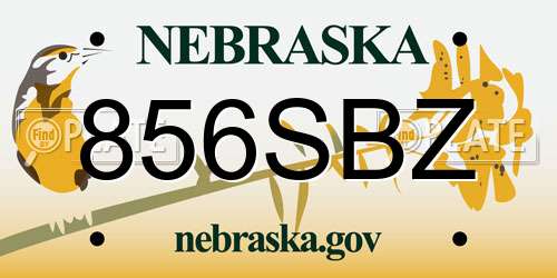 856SBZ Nebraska License Plate
