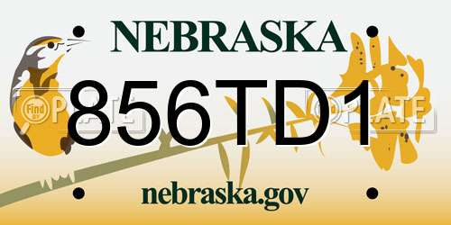 856TD1 Nebraska License Plate