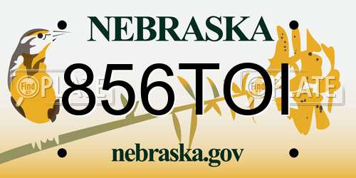 856TOI Nebraska License Plate