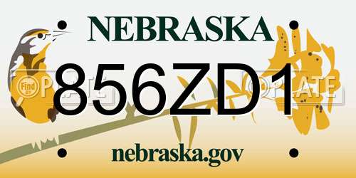 856ZD1 Nebraska License Plate