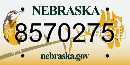8570275 Nebraska License Plate
