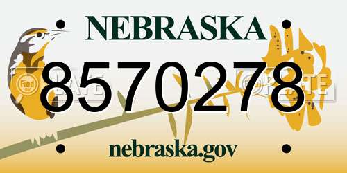 8570278 Nebraska License Plate