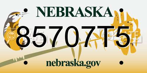 85707T5 Nebraska License Plate