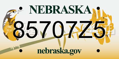 85707Z5 Nebraska License Plate