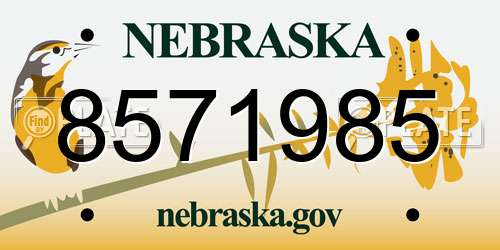 8571985 Nebraska License Plate