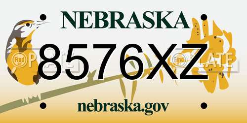 8576XZ Nebraska License Plate