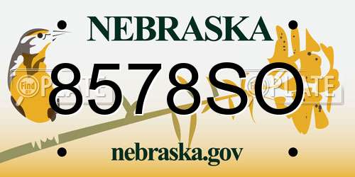 8578SO Nebraska License Plate