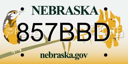 857BBD Nebraska License Plate