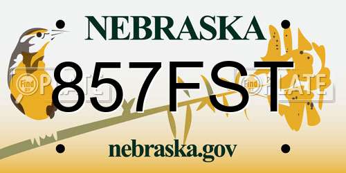 857FST Nebraska License Plate