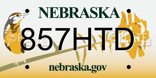 857HTD Nebraska License Plate