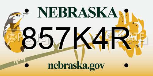 857K4R Nebraska License Plate
