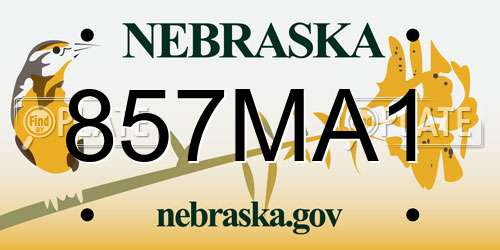857MA1 Nebraska License Plate
