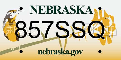 857SSQ Nebraska License Plate