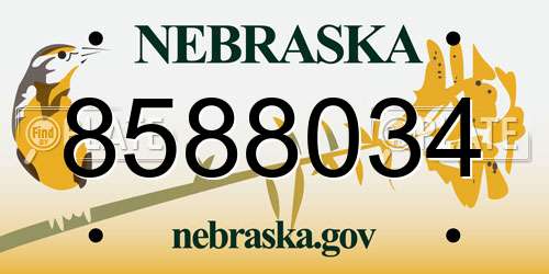 8588034 Nebraska License Plate