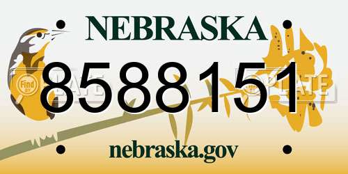 8588151 Nebraska License Plate