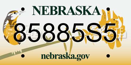 85885S5 Nebraska License Plate
