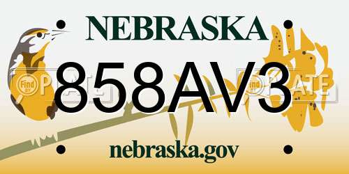 858AV3 Nebraska License Plate