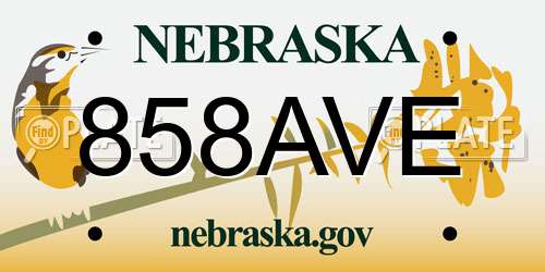 858AVE Nebraska License Plate