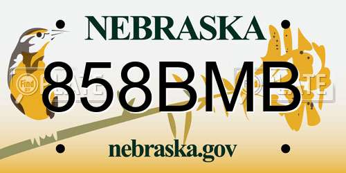 858BMB Nebraska License Plate