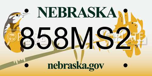 858MS2 Nebraska License Plate