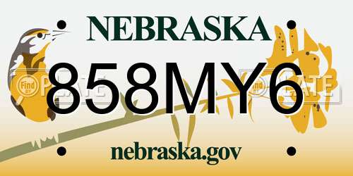 858MY6 Nebraska License Plate