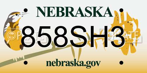 858SH3 Nebraska License Plate