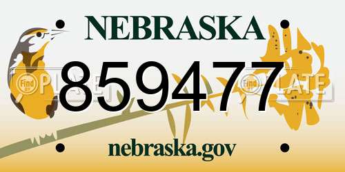 859477 Nebraska License Plate