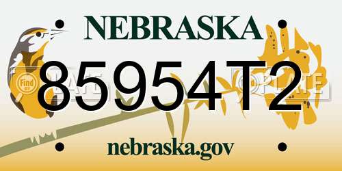 85954T2 Nebraska License Plate