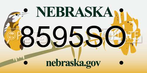 8595SO Nebraska License Plate