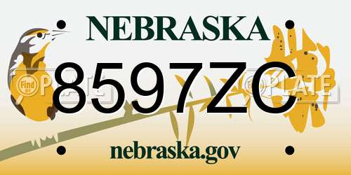 8597ZC Nebraska License Plate