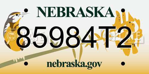 85984T2 Nebraska License Plate