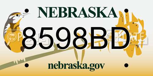 8598BD Nebraska License Plate