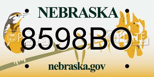 8598BO Nebraska License Plate