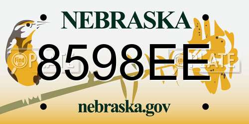8598EE Nebraska License Plate