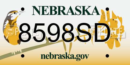 8598SD Nebraska License Plate