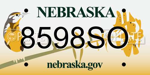 8598SO Nebraska License Plate