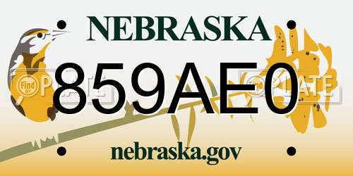 859AE0 Nebraska License Plate